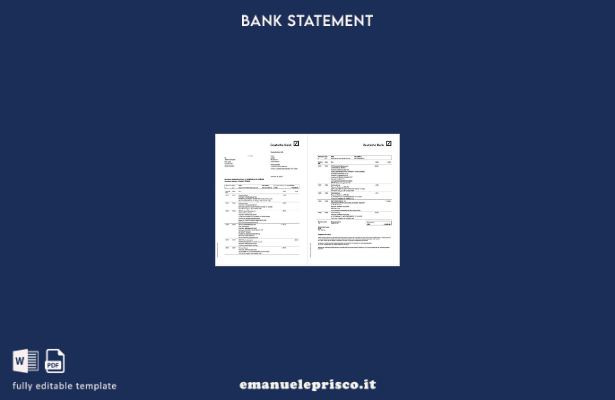 modello di pagine di parole dell'estratto conto della banca tedesca in stile ver